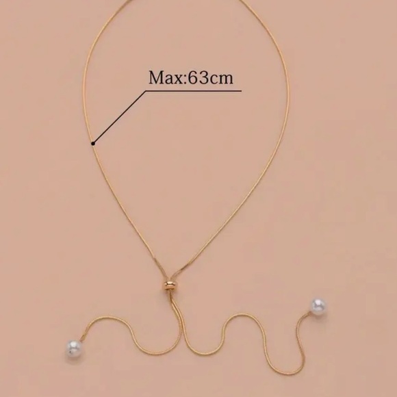 GOLD Y NECKLACE SLIDER PEARL ACCENT ✨BRAND-NEW✨YOUR CHOICE GOLD/SILVER - Picture 3 of 4